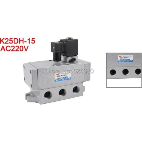 K25DH-15 G1/2" Join Port Two 2 Position Five 5 Way Port Water Air Pneumatic Solenoid Valve 220V AC