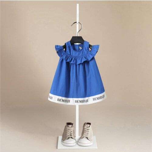 Girls Dress Summer 2021 Brand New Blue Star Short-sleeved Princess Party Dress Baby Kids Girls Clothing Girls Clothes