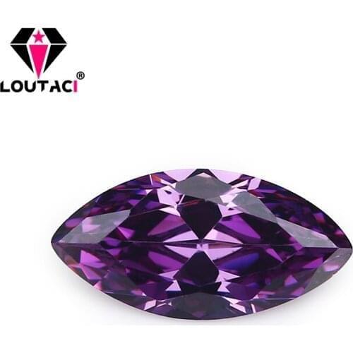 LOUTACI Amethyst Cubic Zirconia Marquise Shape Gemstone New Style Setting Lady Rings Big Size 6x12-10x20mm