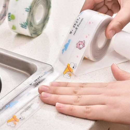 Multi Printing Transparent 3.2mx38mm Pvc Sealing Strip Tape Windows Bath Kitchen Waterproof Self-adhesive Seam Toilet Corner