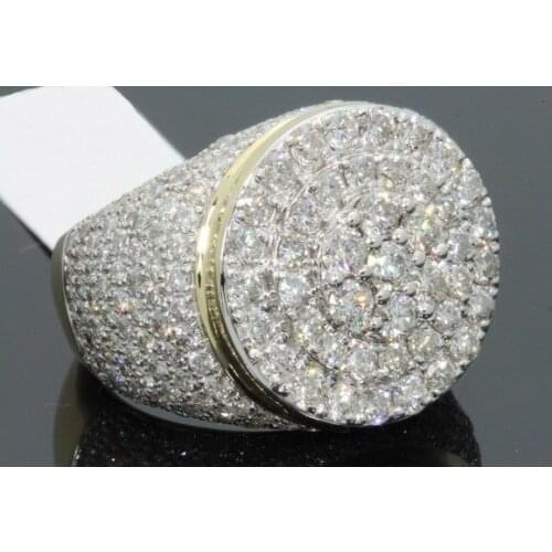 Yellow Gold Color Mens Ring Europe and America Full micro-inlaid Zircon Ring Luxury Rings for Men Women Fashion Jewelry