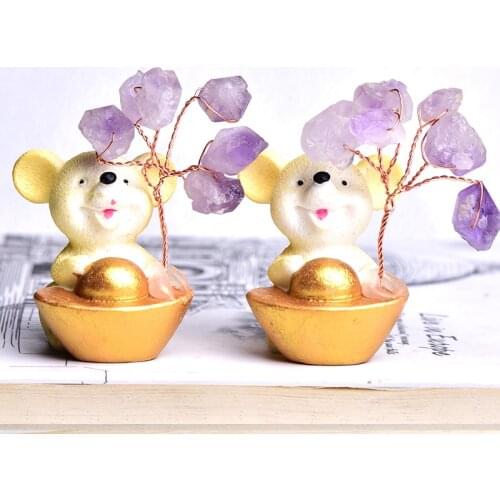 1PC Natural Amethyst Cluster Gemstone Gravel Little Mouse Figurine Raw Crystals Healing Stone Collection Home Decor Crafts Gifts