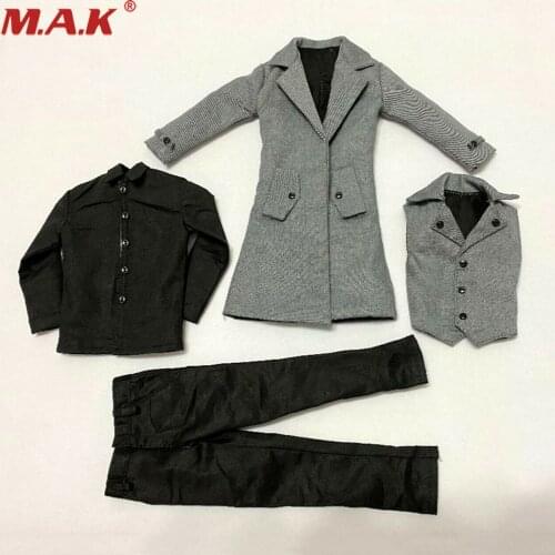 1/6 Scale New Grey Coat Suit CC307 Male Windbreaker Clothing Sets For 12" Action Figure Body