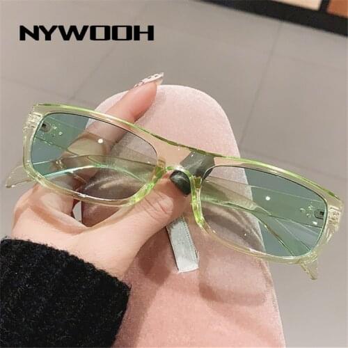 NYWOOH Retro Sunglasses Women Green Rectangle Sunglass for Men Brand Design Small Frame Sun Glasses Ladies Fashion Party Eyewear