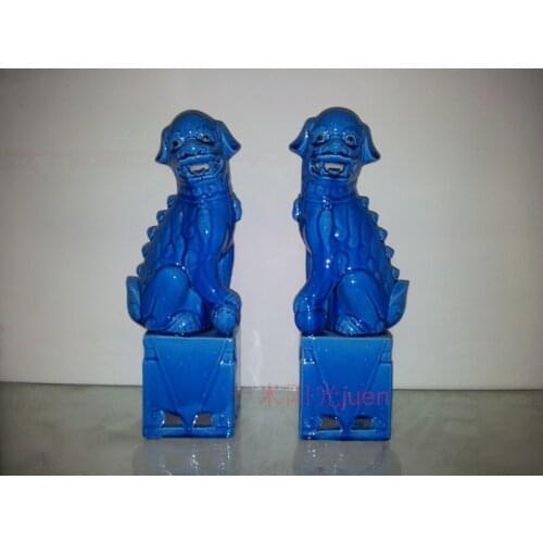 One Pair Antique Reproduction Ceramic Porcelain Foo Dog Foo Lion