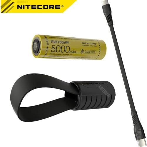 Original Nitecore F21i 18W USB-C Fast Charger + NL2150HPi 5000mah 21700i Rechargeable Battery + Charging Cable + Gift Flashlight