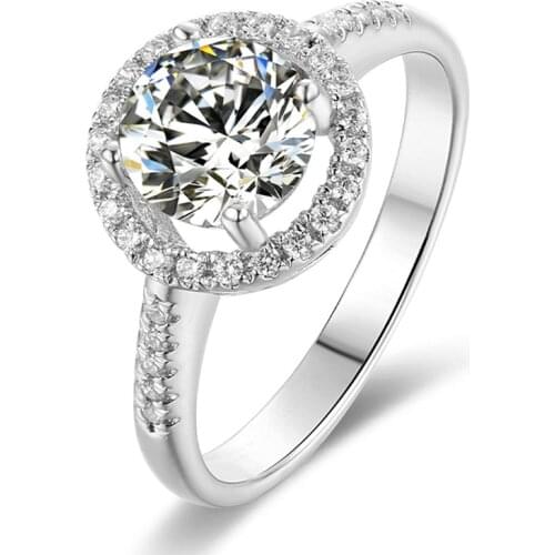 Luxury 100% 925 Sterling Silver Created Real 1 Carat D Color Moissanite Wedding Rings For Women Elegant Party Fine Jewelry Gift