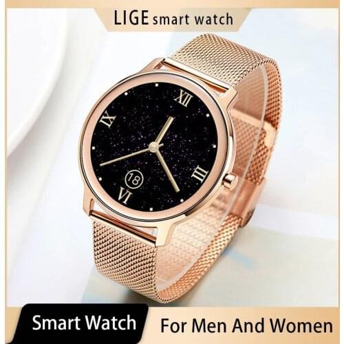 LIGE Luxury Smart Watch Women Heart Rate Blood Pressure Monitoring Weather Forecast For Android IOS Waterproof Ladies Smartwatch