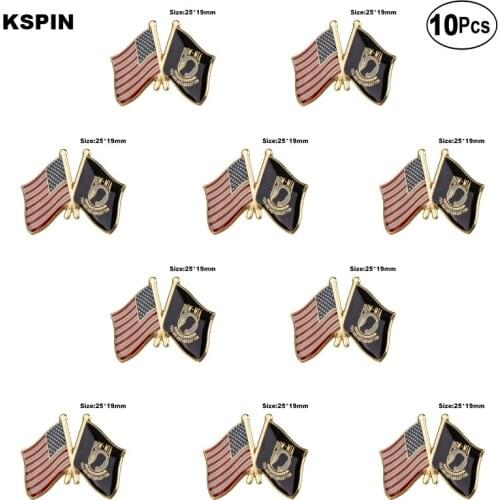 U.S.A & POW Lapel Pin Flag badge Brooch Pins Badges 10Pcs a Lot