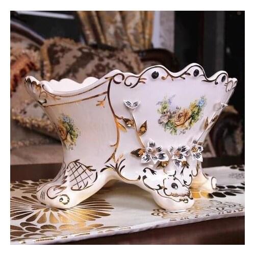 Vase decoration home European-style ceramic vase jarrones flower arrangement pastoral ornaments ivory porcelain flowerpots