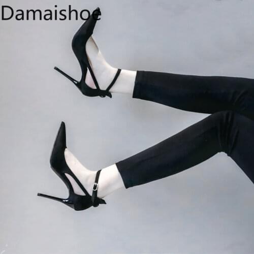 Womens Pumps British Girl Spring Black High Heel Women 2021 New Stiletto Sexy Internet Celebrity All-Matching Ankle-Strap Shoes