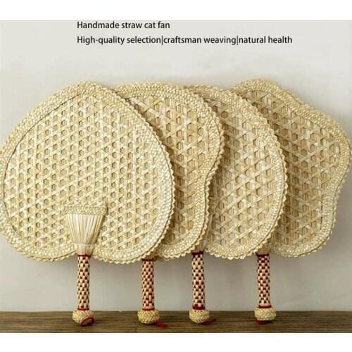 1pc Summer Cooling Fan Pure Natural Handmade DIY Bamboo Woven Fan Artificial DIY Woven Cooling Fan Home Decoration