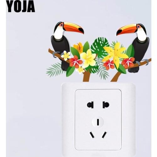 YOJA Cartoon Picture Bird With Flowers PVC Switch Sticker Decorative Wall Decal 15SS0072