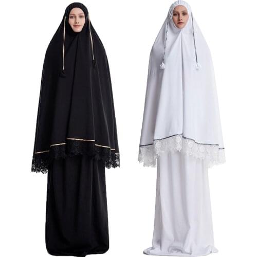 Dubai Abaya Arab Muslim Women Hijab Overhead Skirt Sets Islamic Jilbab Prayer Kaftan Long Robe Vintage Ramadan Clothing New