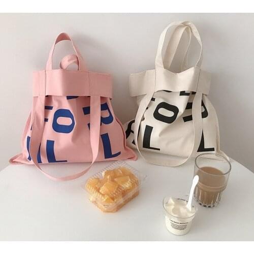 Female Casual Handbags Cotton Cloth Large Shopping School Bag Women Canvas Shoulder Bags Love for All Letter Printing Totes