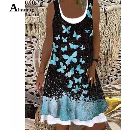 Fashion Vintage Short Dress Plus size 4xl 5xl Women Bohemian Butterflies Print Sundress A-line Party Vestido Femme Retro Dresses