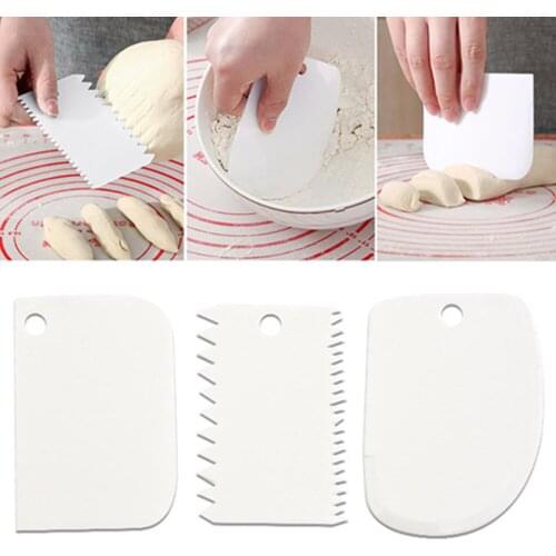 3pcs/set Cake Smoother Fondant Cutter Cake Decorating Tools Confectionery Multifunction Blade Plastic Cake Scraper/Spatula Set