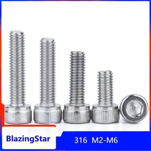316 Stainless Steel M2 M2.5 M3 M4 M5 M6 Hexagon Screw Extended Cylindrical Head Fastener Cup Bolt Lengthen Furniture Accessories