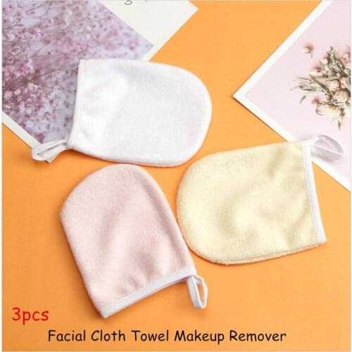 3pcs Facial Cloth Towel Clear Makeup Remover Gloves Beauty Reusable Face Towels Cleaning Glove Face Washing Clean Make Up Tools