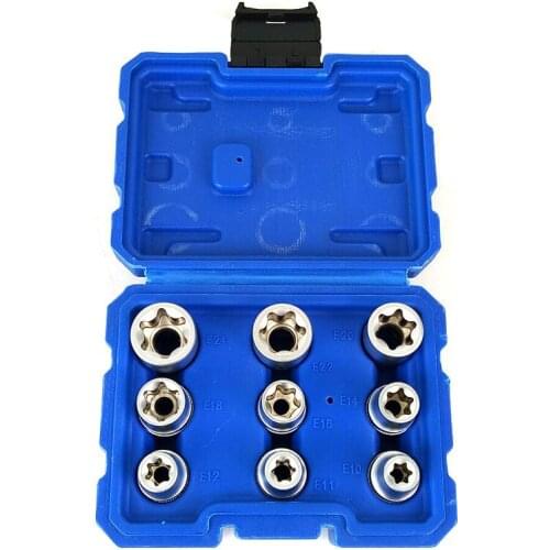 9Pcs E-Socket 1/2" Chromium-vanadium Steel Female Socket Nuts Set E10/E11/E12/E14/E16/E18/E20/E22/E24 Hand Tools