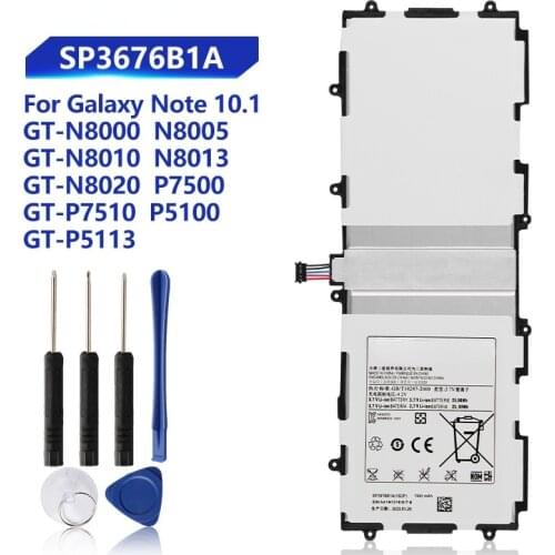 Original Samsung Tablet Battery For Galaxy Tab 10.1 S2 10.1 N8020 GTN8013 P7510 P7500 P5110 P5100 N8000 N8010 P5113 SP3676B1A