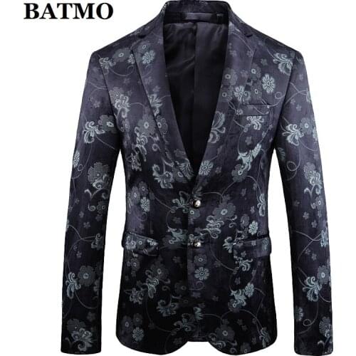 BATMO 2020 new arrival spring fashion printed flowers casual blazer jackets men ,mens printed jackets ,1925