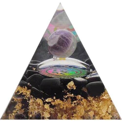 Reiki Energy Heal Large Orgone Quartz Crystal Black Tourmaline Pyramid Decor