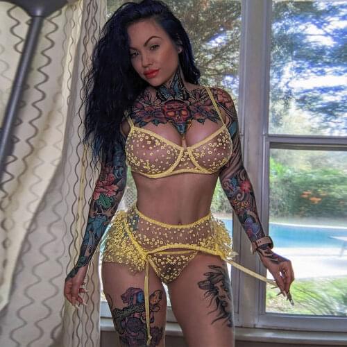 Flowers Embroidery Bra G-String Thong Sexy Lace See-through Steel Ring Underwear Set Sleepwear Underwear Women Lingerie