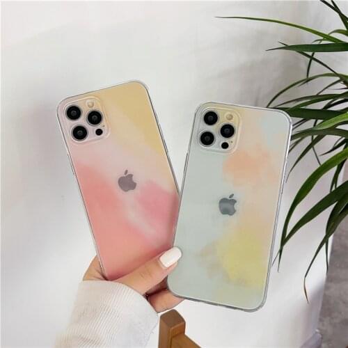 Colorful Gradient Clear Case For For iPhone 11 12 Pro Max 7 8 Plus X XR XS Max 12 Mini SE 2020 Soft Camera Protection Back Cover