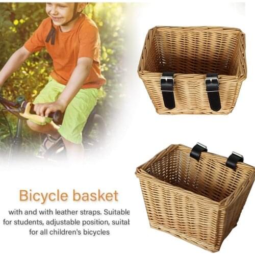 Child Wicker Front Handlebar Bike Basket Cargo Hand-woven Beautiful Lines Sturdy Durable Folk Craftsmanship Bike Basket Wicker