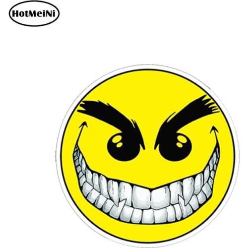 HotMeiNi Evil Smiley Happy Face Sticker Die Cut Vinyl Decal bumper window Car Sticker Car Accessories 13cm x 13cm