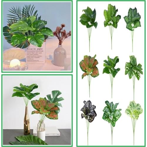 1Pc Silk Artificial Turtle Leaves Bouquet Green Fake Plants DIY Birthday Wedding Home Party Garden Decor Supplies Shooting Props