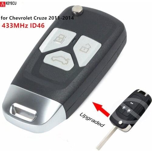Keyecu New 3 Button Upgraded Flip Remote Key Fob 433MHz ID46 Chip for Chevrolet Cruze 2011 2012 2013 2014