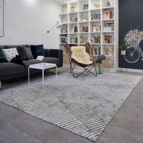 Nordic Printed Carpet Simple Black White Line Pattern Rug Living Room Bedroom Bedside Area Rug Sofa Coffee Table Floor Mat