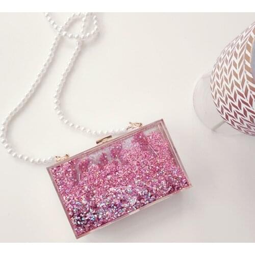 Summer Messenger Bag Transparent Acrylic Quicksand Liquid Small Square Pack Fairy Small Fresh Joker Shoulder Chain Bag