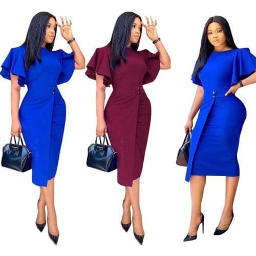 2021 summer sexy african women o-neck polyester plus size knee-length dressS-3XL