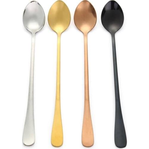Long Handle Stainless Steel Coffee Spoons Colourful Stirring Ice Spoon for Coffee Tea Dessert Drink Mixing Kitchen Gadgets