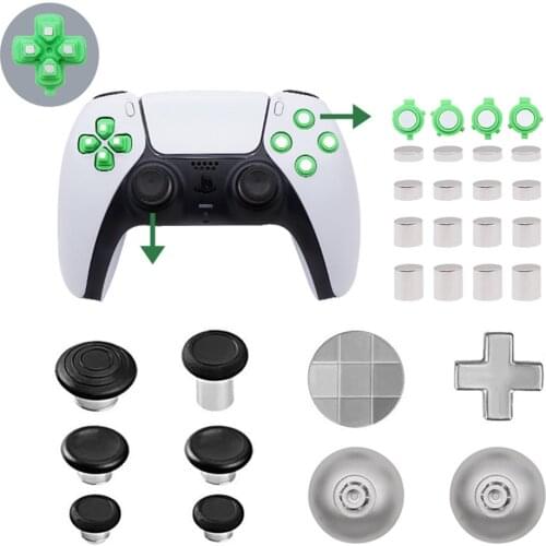 Metal Modification Heightened Buttons Thumbsticks D-Pad Cross Paddles Set For PS5 Game Controller Joystick Replacement Accessory