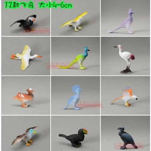 MINI solid eco-friendly plastic birds model toy 12PCS/lot 4-6CM