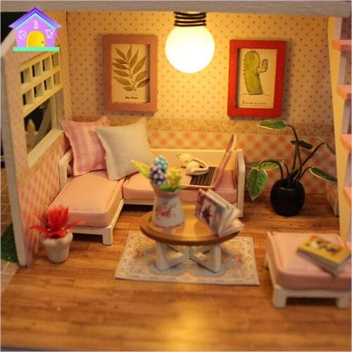 Handmade Wood Flash Loft DIY House Toy Miniature Dollhouse Birthday Gift