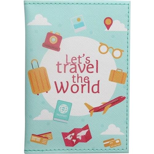 14.5*10CM New Fashion Travel the World Passport Cover 14.5*10cm Traveling PU Leather Passport Case Creative Passport Holder