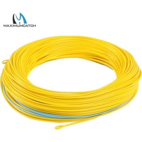 Maximumcatch Floating Fly Fishing Line 7-10wt 125FT Blue/Yellow Color With 2 Welded Loop Weight Forward Spey Fly Line