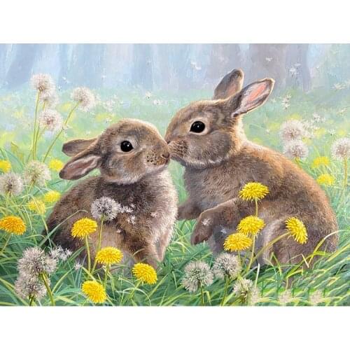 Full Square/round Drill Diamond Painting Cross stitch Bunny couple Diamond Embroidery Rhinestone Mosaic Decor Gift E1582