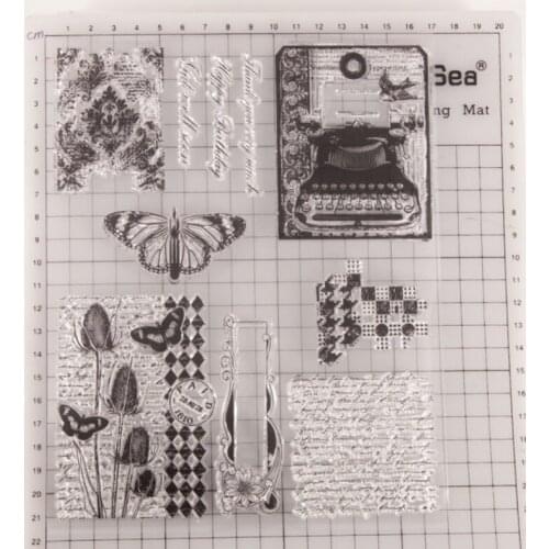 Typewriter Background Transparent Clear Silicone Stamp Seal Cutting DIY Scrapbook Rubber Stamping Coloring Diary Decor Reusable