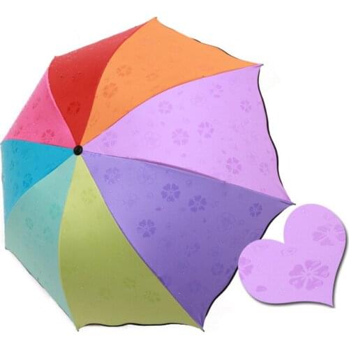 Rainbow Women Rain Umbrella Folding Female Umbrellas Sunscreen woman parasol girl Anti-UV art Gift Flower Umbrella paraguas