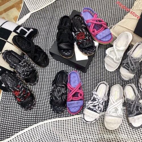 Women Sandals 2021 Fashion Summer Woman Shoes Flat Hemp Rope Lace Up Gladiator ladies Beach Breathable Comfortable Casual