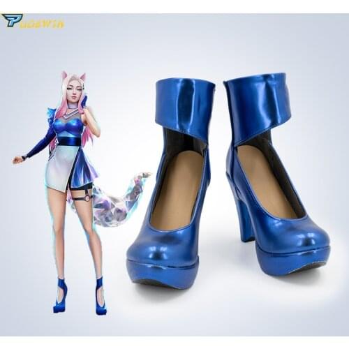LOL KDA All Out Ahri Cosplay Shoes Halloween Party Custom Made Boots