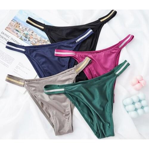 Sexy Thong Pants Womens Diamond Thong Low Waist Sexy Panties Womens Traceless Briefs Ladies G-String 3 PCS Female Underwear