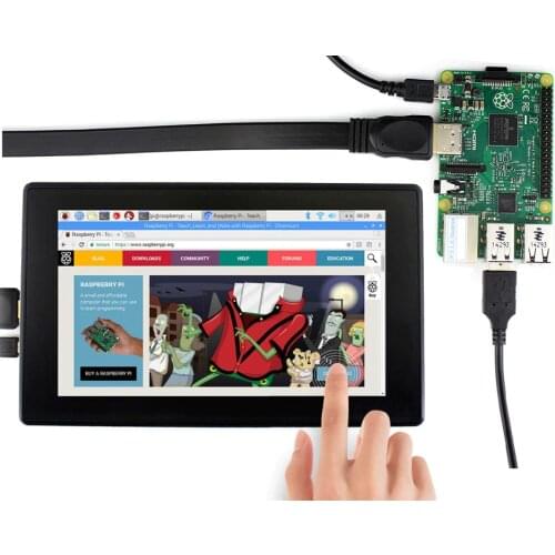 Waveshare 7 inch HDMI LCD (H) Capacitive Touch Screen with Toughened Glass Cover 1024x600 IPS supports mini PCs work as monitor