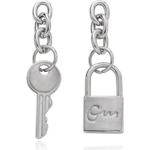 New Arrival Fashion Drop Earrings Metal Vintage Korean Earrings Key Lock Earrings Women Fashion Trend Long Jewelry